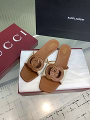 Kitlife Gucci GG Hollow Square Toe Flat Slippers Brown & Beige - 2