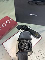 Kitlife Gucci GG Hollow Square Toe Flat Slippers Black & Beige - 6