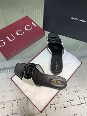 Kitlife Gucci GG Hollow Square Toe Flat Slippers Black & Beige - 4