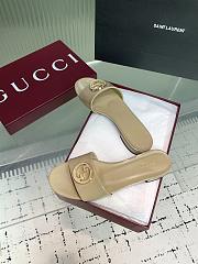 Kitlife Gucci Interlocking Round Buckle Slippers Beige - 6