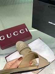 Kitlife Gucci Interlocking Round Buckle Slippers Beige - 3
