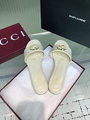 Kitlife Gucci Interlocking Round Buckle Slippers White - 6