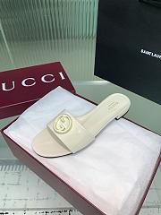 Kitlife Gucci Interlocking Round Buckle Slippers White - 5