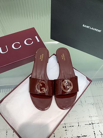 Kitlife Gucci Interlocking Round Buckle Slippers Red