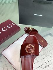 Kitlife Gucci Interlocking Round Buckle Slippers Red - 5