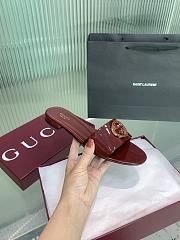 Kitlife Gucci Interlocking Round Buckle Slippers Red - 3