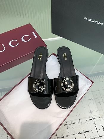 Kitlife Gucci Interlocking Round Buckle Slippers Black