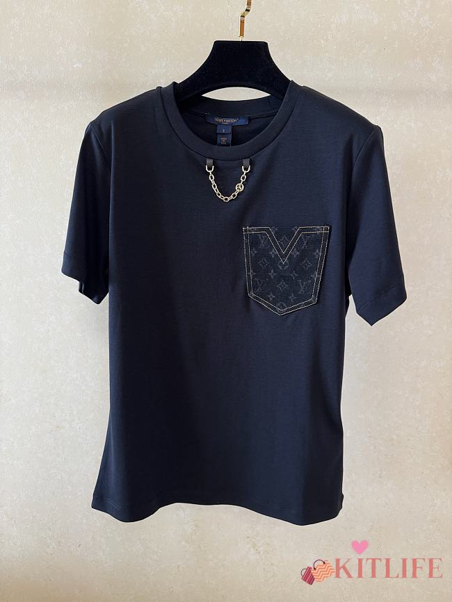 Kitlife Louis Vuitton Monogram Pocket T-Shirt Black - 1