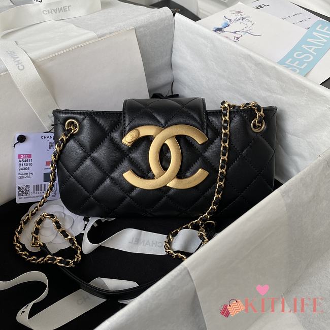 Kitlife Chanel Metal Big Logo Bag Black AS4611 11.5×24×4.5cm - 1