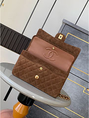 Kitlife Chanel Classic Flap Bag Brown Suede Leather 25cm - 3