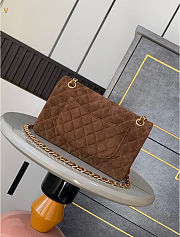 Kitlife Chanel Classic Flap Bag Brown Suede Leather 25cm - 4