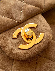 Kitlife Chanel Classic Flap Bag Brown Suede Leather 25cm - 6