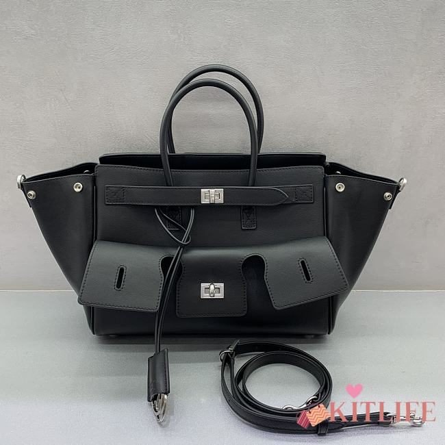 Kitlife Balenciaga Bel Air Carry All Bag in Black Silver Hardware 30x10x24cm - 1
