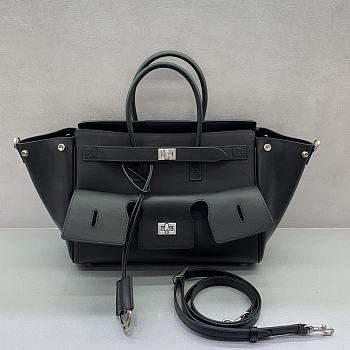 Kitlife Balenciaga Bel Air Carry All Bag in Black Silver Hardware 30x10x24cm