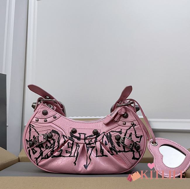 Kitlife Balenciaga Le Cagole DIY Metal Mini Shoulder Bag Pink 26x16x10cm - 1