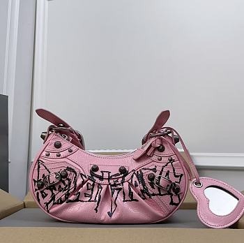 Kitlife Balenciaga Le Cagole DIY Metal Mini Shoulder Bag Pink 26x16x10cm