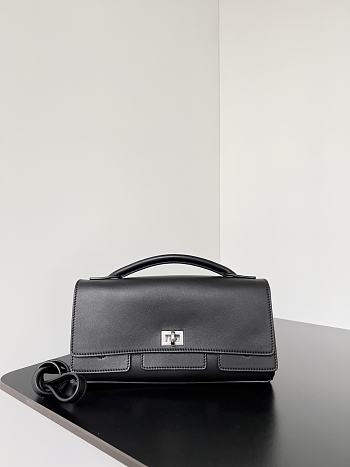 Kitlife Balenciaga Bel Air Clutch Bag Black Silver Hardware 26.9x13.9x5.3cm
