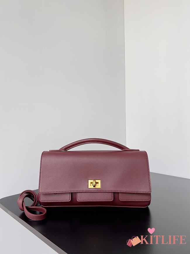 Kitlife Balenciaga Bel Air Clutch Bag Burgundy 26.9x13.9x5.3cm - 1