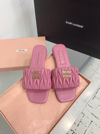 Kitlife Miu Miu Logo Slides Pink Gold Hardware
