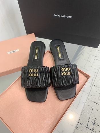 Kitlife Miu Miu Logo Slides Black Gold Harware