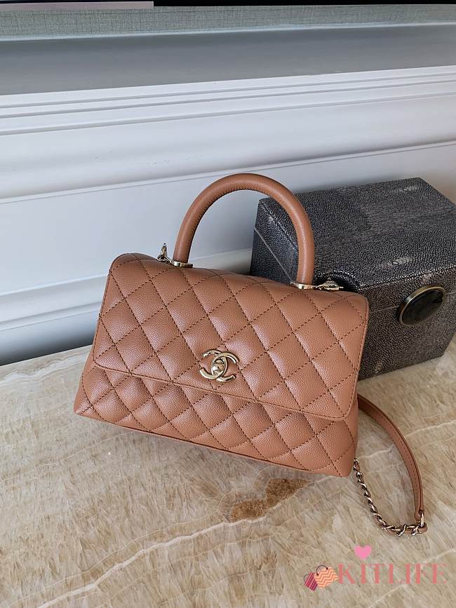 Kitlife Chanel Coco Handle Bag Caramel Color 24x14x10cm - 1