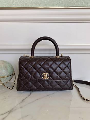 Kitlife Chanel Coco Handle Bag Dark Brown 24x14x10cm