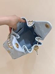 Kitlife Chanel 25C Drawstring Bucket Hobo Bag Light Blue Grained Leather 30×26×14cm - 6