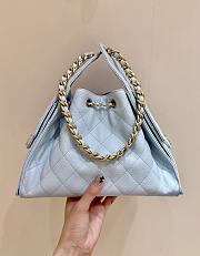 Kitlife Chanel 25C Drawstring Bucket Hobo Bag Light Blue Grained Leather 30×26×14cm - 4