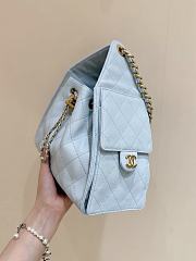 Kitlife Chanel 25C Drawstring Bucket Hobo Bag Light Blue Grained Leather 30×26×14cm - 2