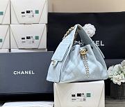 Kitlife Chanel 25C Drawstring Bucket Hobo Bag Light Blue Grained Leather 30×26×14cm - 5