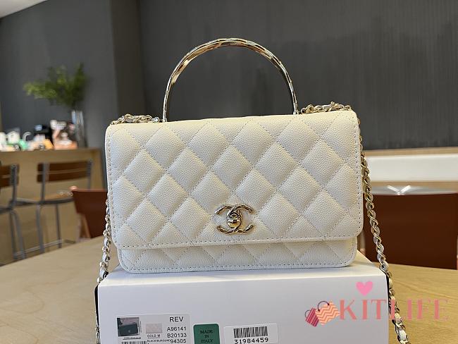Kitlife Chanel 25ss Woc Bag White Grain Leather A96141 19cm - 1
