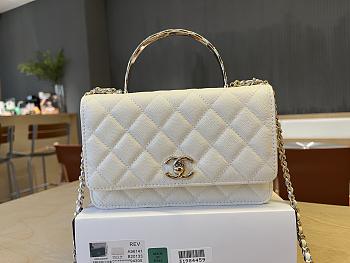 Kitlife Chanel 25ss Woc Bag White Grain Leather A96141 19cm