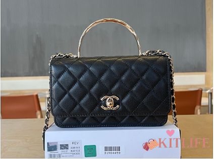 Kitlife Chanel 25ss Woc Bag Black Grain Leather A96141 19cm - 1