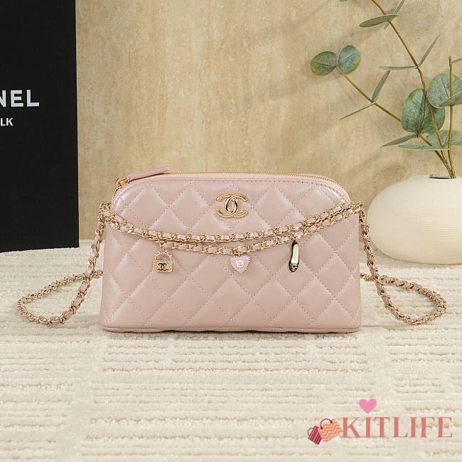 Kitlife Chanel Love Pendant Chain Bag Pink 19cm - 1