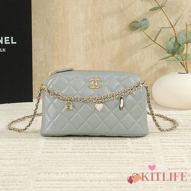 Kitlife Chanel Love Pendant Chain Bag Grey 19cm - 1