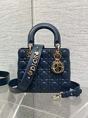 Kitlife Dior Lady Bag Dark Blue Gold Hardware 20x8x17cm - 1