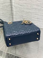 Kitlife Dior Lady Bag Dark Blue Gold Hardware 20x8x17cm - 5