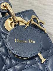 Kitlife Dior Lady Bag Dark Blue Gold Hardware 20x8x17cm - 4