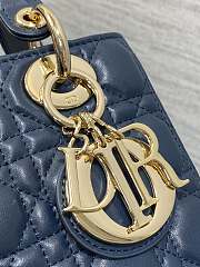 Kitlife Dior Lady Bag Dark Blue Gold Hardware 20x8x17cm - 2