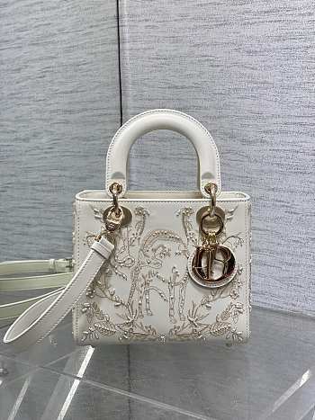 Kitlife Dior Lady Bead-embroidered Bag White 20cm