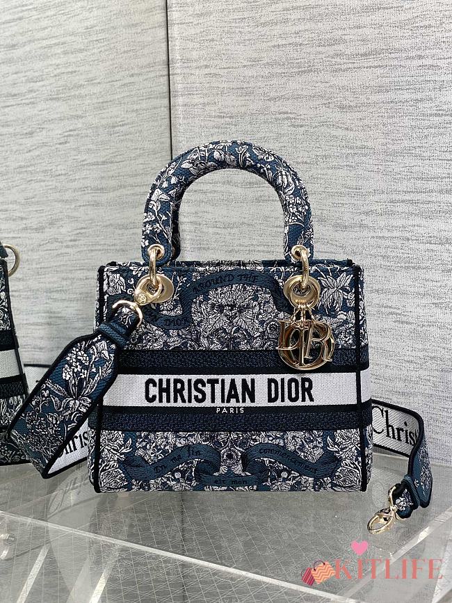 Kitlife Dior Lady Green Embroidery with Around the World Motif Bag 24x11x20cm - 1