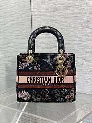 Kitlife Dior Lady Marine Embroidery Bag Black 24x11x20cm - 1