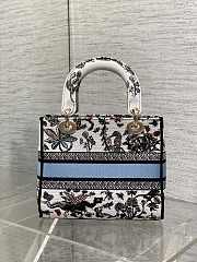 Kitlife Dior Lady Marine Embroidery Bag White 24x11x20cm - 3