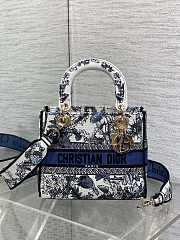 Kitlife Dior Lady Embroidery Bag White & Blue 24x11x20cm - 1