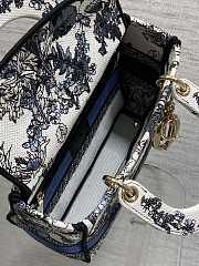 Kitlife Dior Lady Embroidery Bag White & Blue 24x11x20cm - 6
