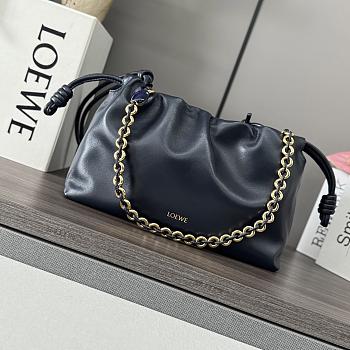 Kitlife Loewe Soft Nappa Leather Flamenco Bag Black 30x10.5x20cm