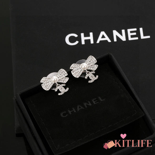 Kitlife Chanel Classic Double C Bow Earrings - 1