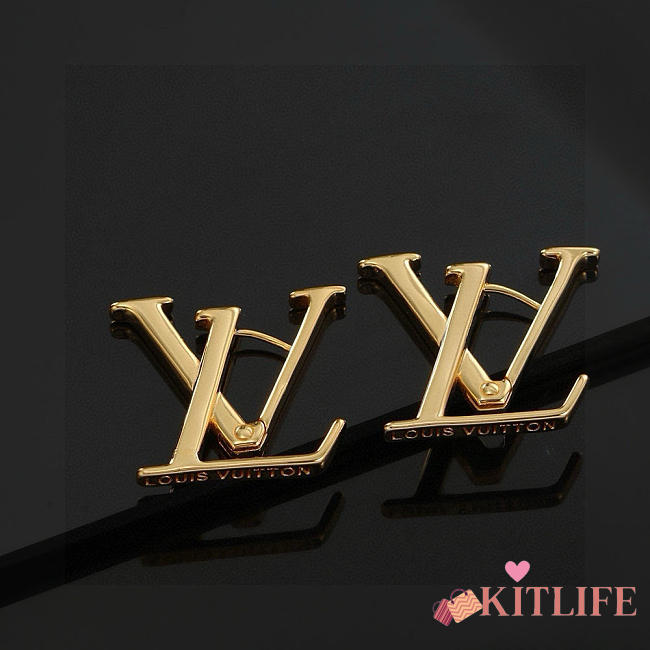 Kitlife Louis Vuitton Letter Earrings Gold - 1
