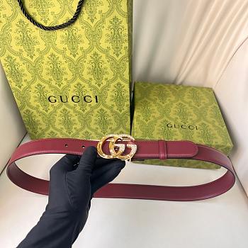 Kitlife Gucci Belt Gold Diamond Buckle in Burgundy 3cm