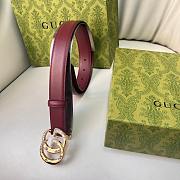 Kitlife Gucci Belt Gold Diamond Buckle in Burgundy 3cm - 4